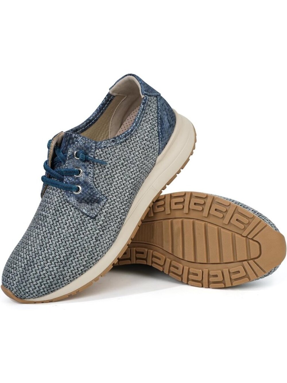 Women's Blue Elastic Laces Pain Relief Wide Toe Box Orthopedic Walking Sneakers